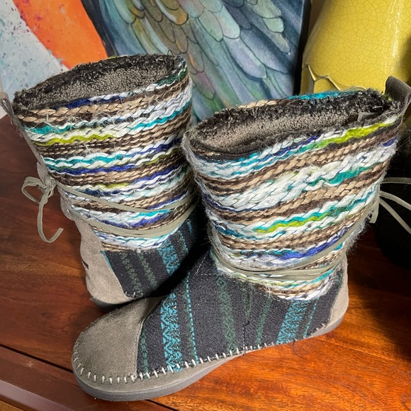 Toms Forged Iron Grey Suede Textile Mix Nepal Boots - Picture 4 of 5